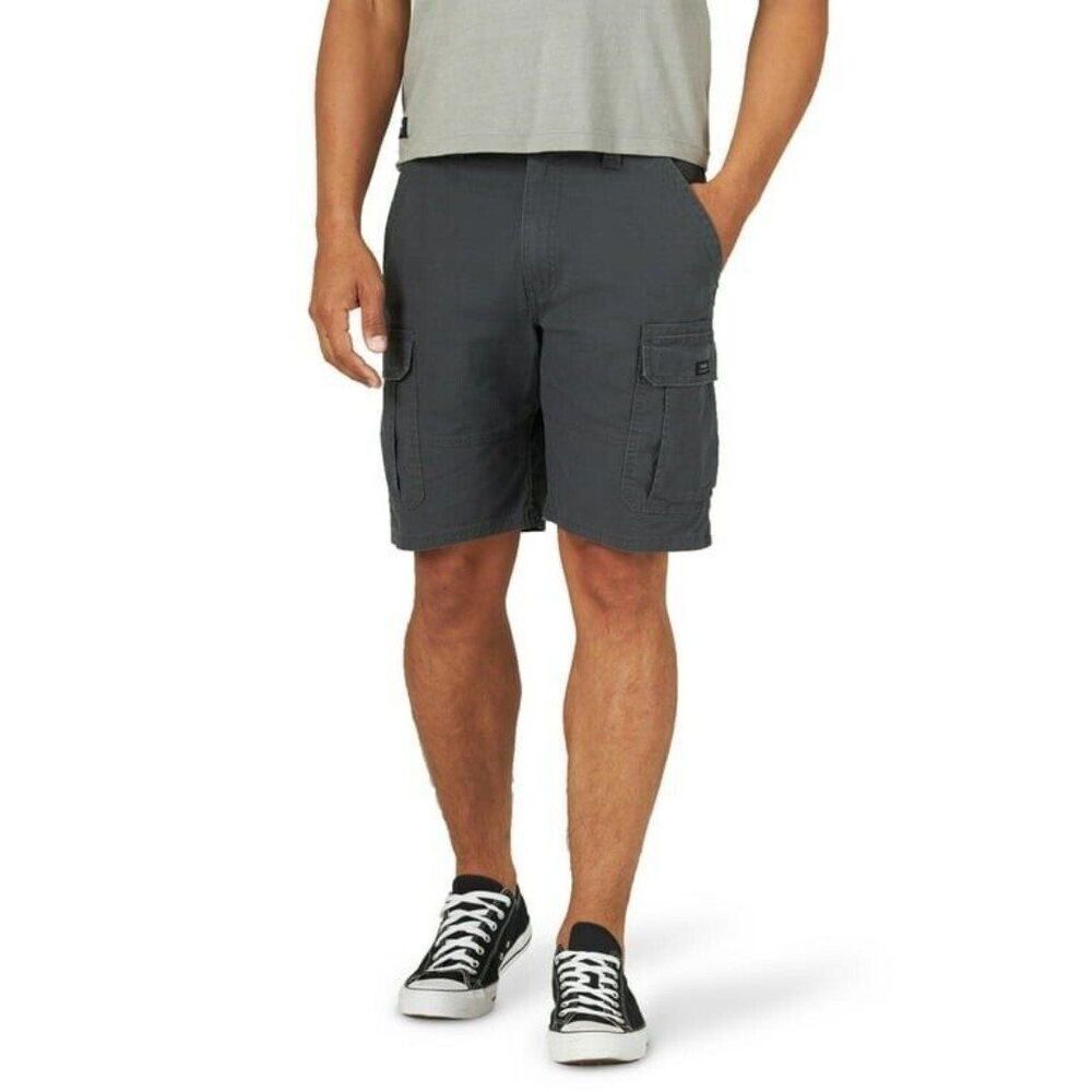 Wrangler Men's Epic Soft Cotton Stretch Relaxed Fit Cargo Shorts Gray Size 42